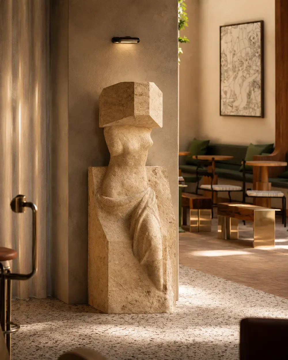 Sculpture in one of the hotel's art rooms